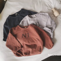 Mori recommended quality bar Korean men and women children loose letter bat sleeve sweater T-shirt base shirt 2020 Autumn