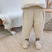 A quilted fine corduroy cotton pants Korean children baby padded cotton pants Harlem pants slacks