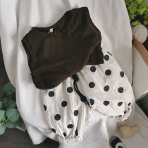 Super soft glutinous anti mosquito pants handkerchief fabric Korean childrens baby loose wave spot Haren pants casual anti mosquito pants