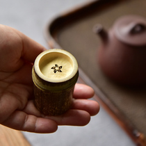 Natural Bamboo Festival Pot Guetto Lid Holder Lid Seat Handmade Bamboo Jug Retro Pot Lid Teaways Accessories