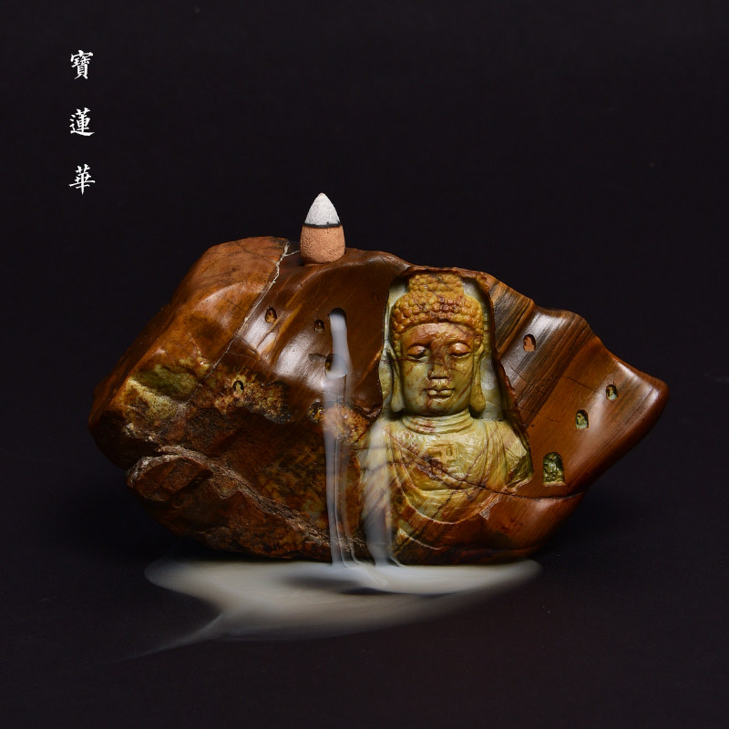 Natural Yong Chic stone Artisanal Engraving Zen stone Grottoes Flowing Back Incense Stove Fragrant parsley Incense Burner incense stove Incense Burner