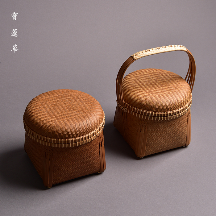 Handcrafted Refined Blessing Bamboo Basket Boutique Traditional Handmade Bamboo Ati Basket Bamboo Chiche Tea Play Containing Bamboo Box Containing Box