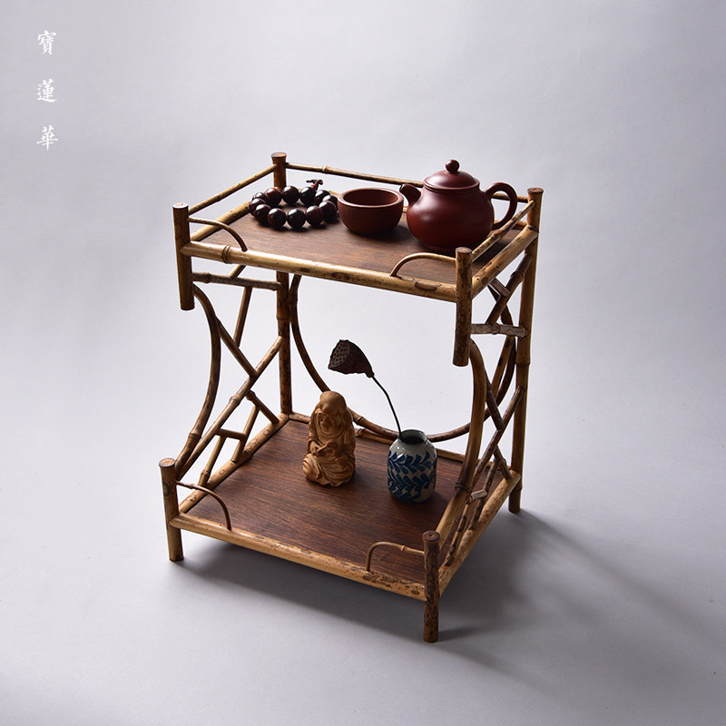 Clear Ice Cracks Two Dei Plum Deer Bamboo Tea Shed Bao Lian Huahua Hand Crafted Purple Bamboo Tea Cabinet Tea Case Tea Case Tea Set shelf