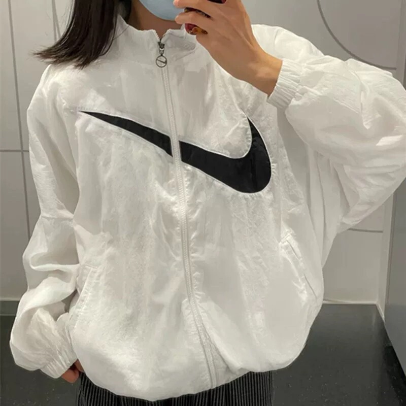Authentic Nike Women's Large Hook Sports Comfortable Breathable Stand-Up Collar Jacket Dx5865-100 Authentic Nike Women's Large Hook Sports Comfortable Breathable Stand-Up Collar Jacket Dx5865-100