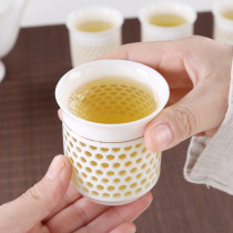 Linglong hollow tea cup large black tea Puer tea cup ceramic cup honeycomb Master Cup Single Cup 120ml