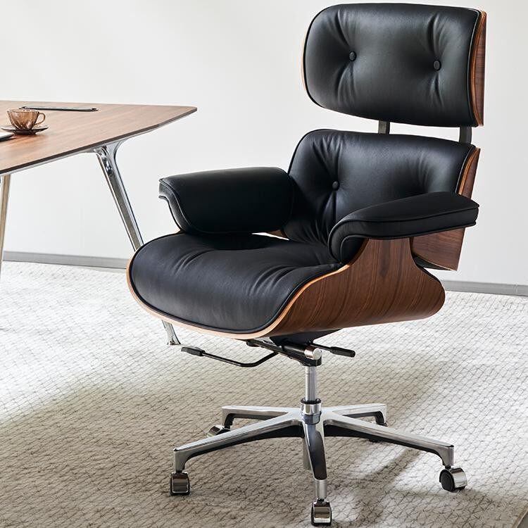 Оригинальное офисное кресло Eames, кожаное компьютерное кресло, легкое роскошное кресло бизнес-босса высокого класса, вращающееся кресло, домашнее удобное глубокое кресло Изображение 1