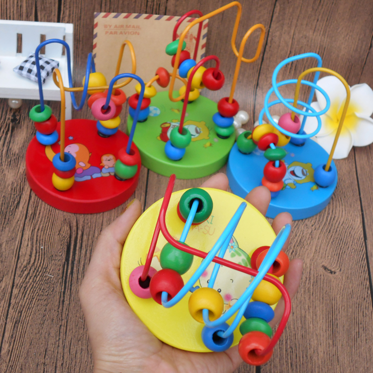 Intelligent Force Development Puzzle Force Wooden Children Early Education Toy Kindergarten Mini Disc Small Strings Beads Beads count around the Pearl shelf