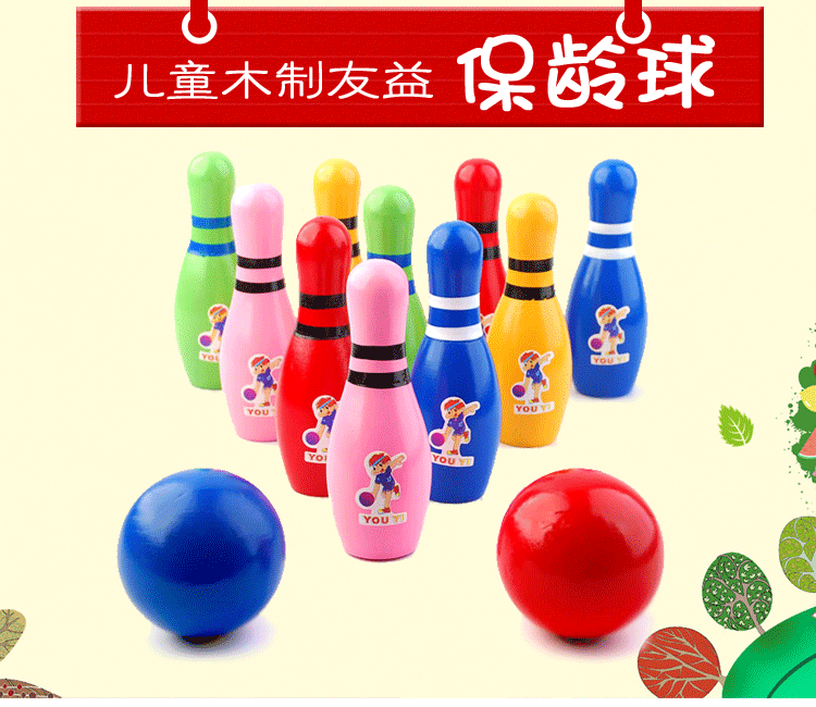 Trẻ em lớn của rắn màu gỗ bowling bé câu đố thể thao đồ chơi thiết lập trong nhà và ngoài trời 1-7 tuổi bộ bowling cho bé