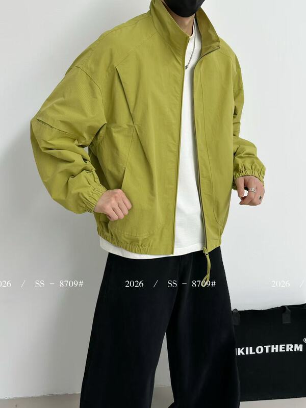 American-Style Workwear Jacket for Men, New Spring Model, High-Street Trendy Brand, Versatile Casual Design, Stand-Collar Jacket