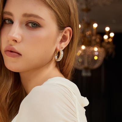 CEE CUBED light gold simple diamond earrings, high-end accessories for women 2026 Autumn New collection