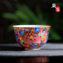 Hand-made ceramic Gongfu tea cup Single cup Jingdezhen color silk Wanhua tea cup Hand-painted personal small teacup