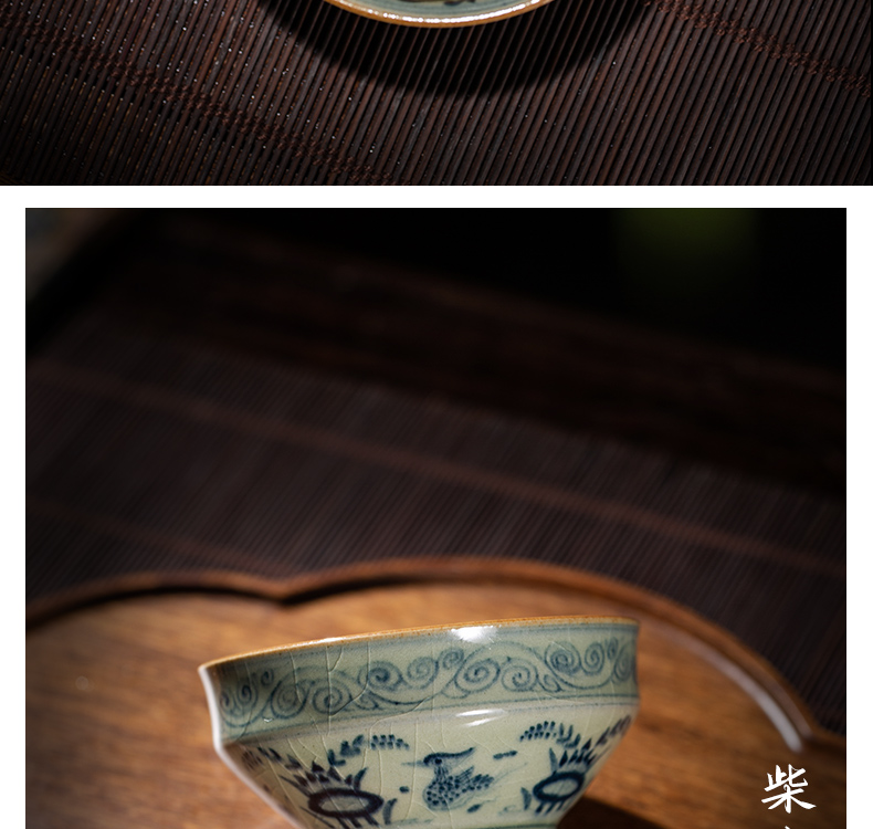 Open the slice owl up with porcelain clay glaze maintain tea archaize master kung fu tea cups cup yuanyang drawing lines