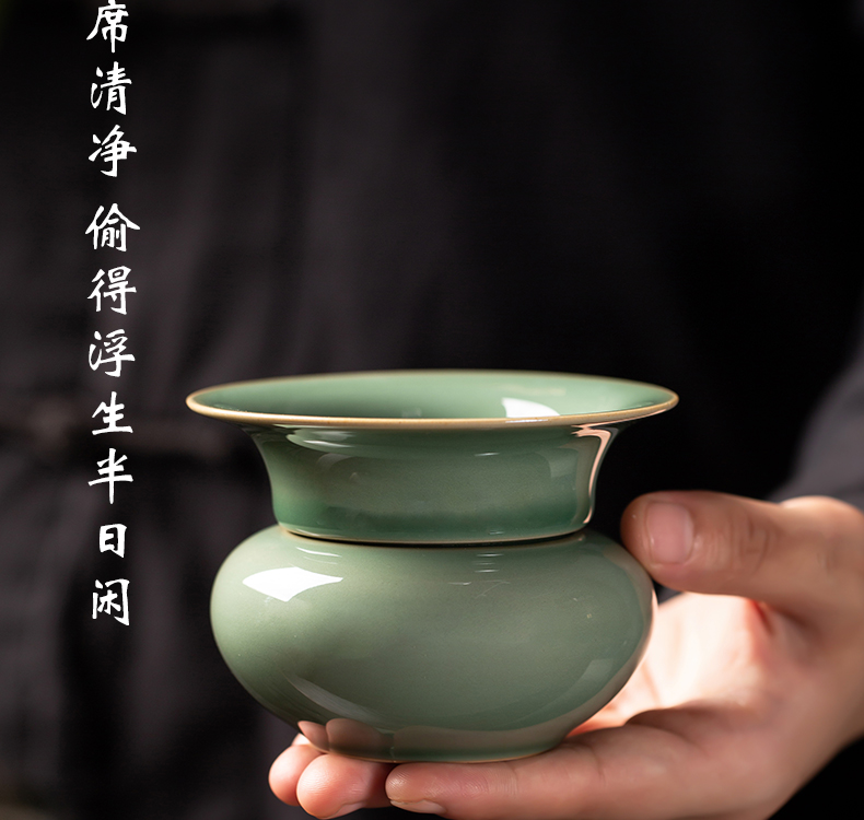 One - piece full checking ceramic owl up) filter kunfu tea accessories fair keller name plum green glaze tea set