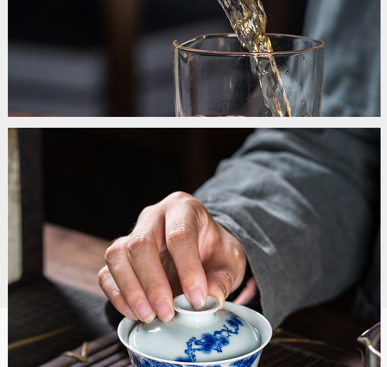 The Owl up jingdezhen high - grade tea set all hand hand - made porcelain enamel see tong qu kung fu fighting tureen tea cups