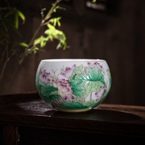 Kiln Jingdezhen tea set enamel handmade ceramic master Cup kung fu tea cup single Cup Lotus Pond fun Cup