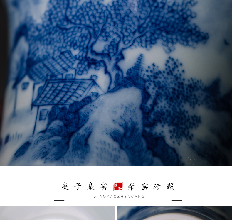 Owl up jingdezhen blue and white ceramic filter) maintain the tea set fire suit kung fu tea and heavy industry