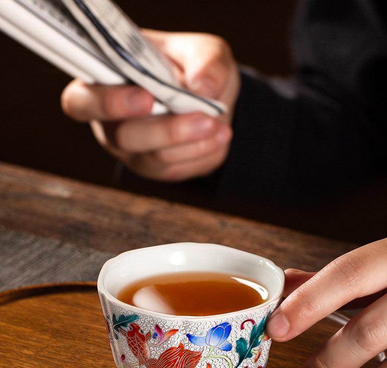 Owl checking ceramic up six - party cup silver wire inlay enamel see colour with hand - made fishing algae grain kongfu master CPU