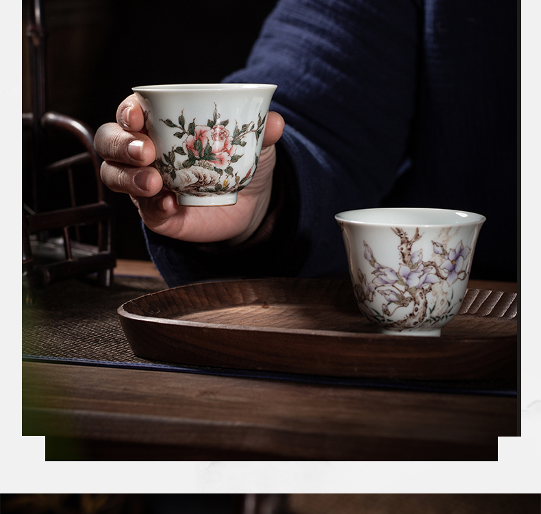 The Owl up with jingdezhen ceramic tea set manually kung fu master sample tea cup flower cup cup for cup under the glaze color hand - made