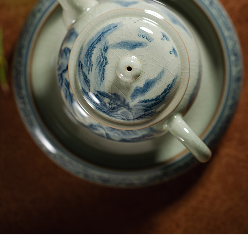 Owls maintain manual hand - made ceramic up porcelain teapots on glaze old clay retro landscape tea set