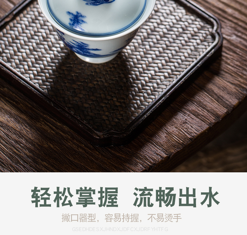 The Owl only tureen teacups hand - made up with jingdezhen blue and white two high - end antique checking ceramic tea bowl