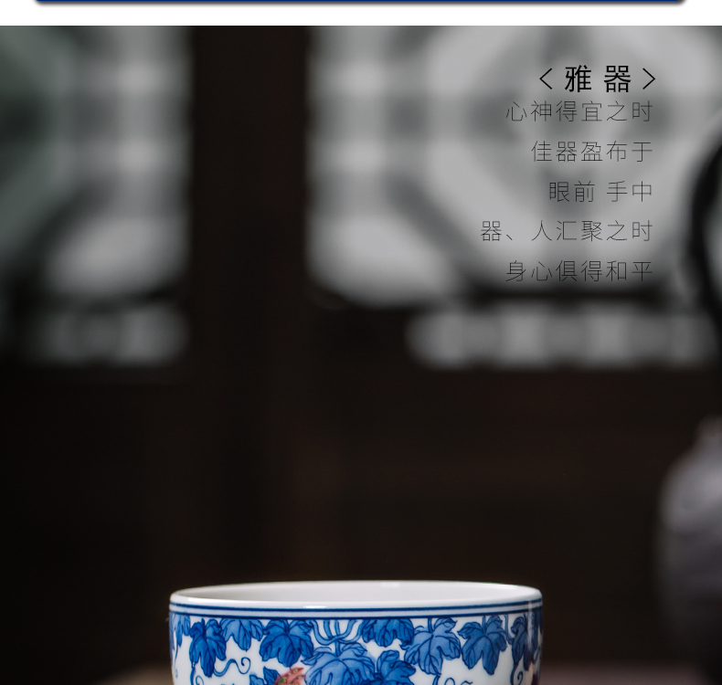 The Owl up jingdezhen blue and white youligong single master cup tea cups tea cup hand - made pumpkin line