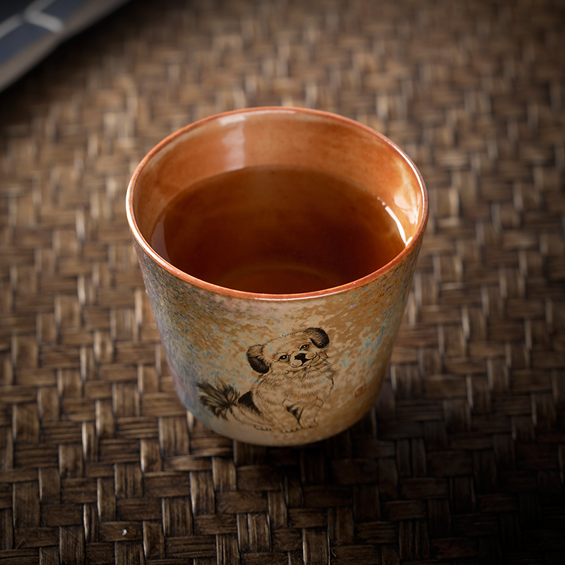 Jingdezhen ceramic manual variable glaze teacup hand - made zodiac dog personal cup master cup single cup sample tea cup