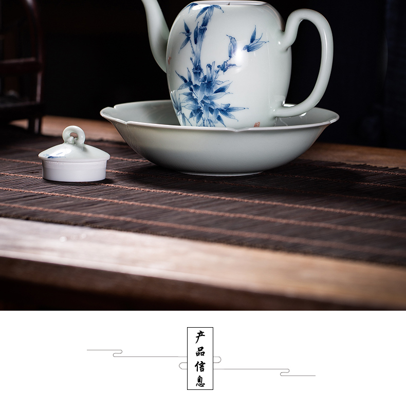 The Owl up jingdezhen porcelain hand - made tea service manual ceramic elegant bamboo beauty shoulder the teapot tea kungfu tea set