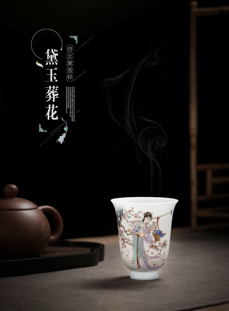 Manual thin foetus ceramic sample tea cup pastel heavy hand - made kung fu tea cups individual cup single cup of jingdezhen tea service