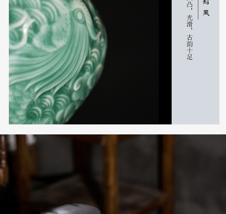 The Owl up jingdezhen ceramics by hand large tea pot seal color glaze longfeng classical decorative carving