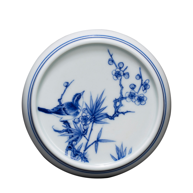 Hand made blue and white porcelain lid manually galate buy tea tea accessories with the name plum and the bamboo kingfishers tea furnishing articles