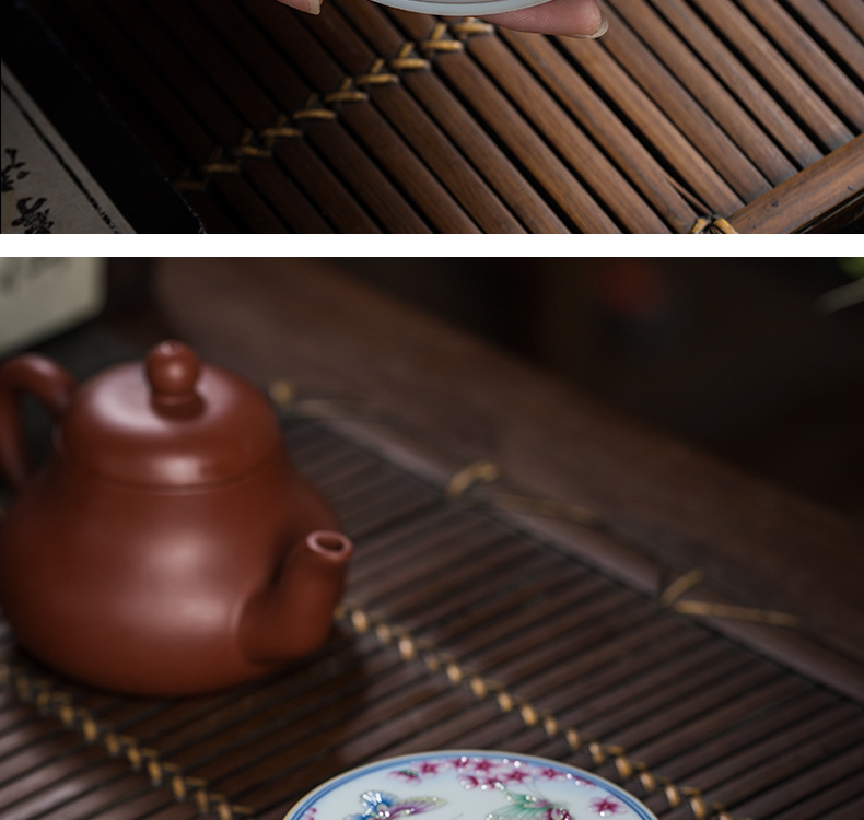 The Owl up jingdezhen ceramics by hand kung fu tea accessories large blue and white colored enamel cover lid doesn