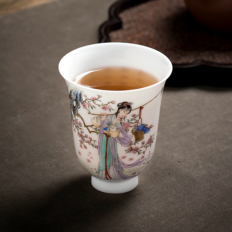 Manual thin foetus ceramic sample tea cup pastel heavy hand - made kung fu tea cups individual cup single cup of jingdezhen tea service