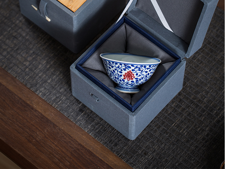 Owl up porcelain youligong hand - made chiba lotus lotus tea cup at upstream, triangle flowers pattern circle masters cup checking ceramic tea set