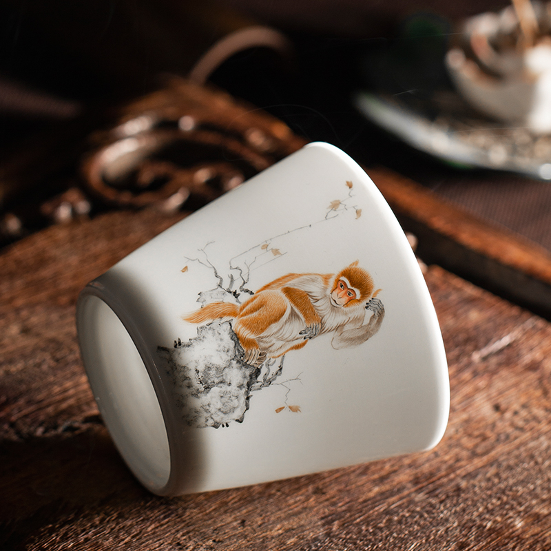 The Owl jingdezhen up market metrix are cup kung fu tea cups one cup tea ceramic hand - made pastel monkeys make tea cup