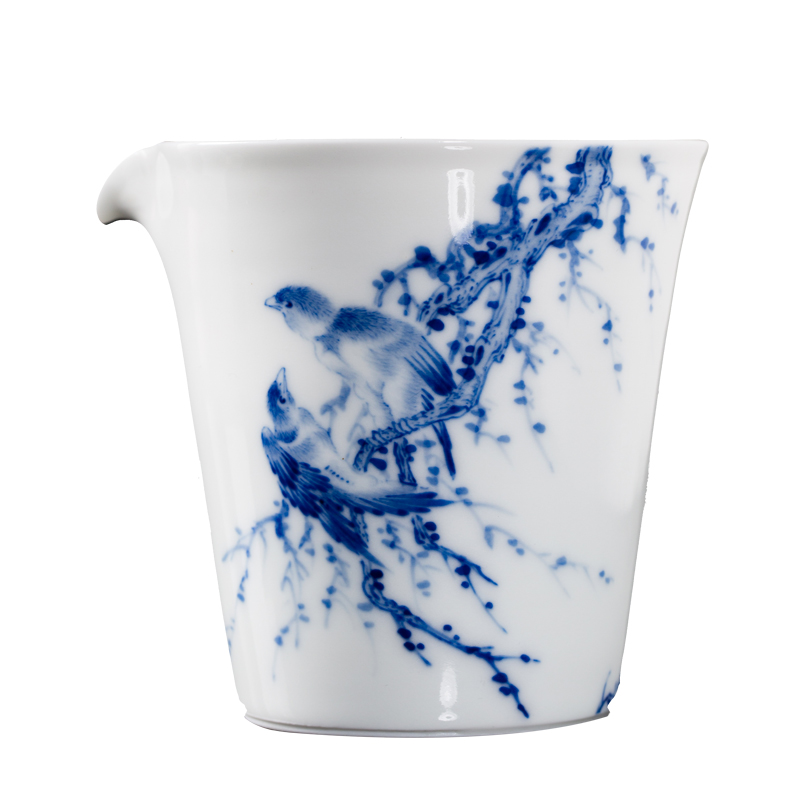 The Owl large portion up jingdezhen blue and white ceramic tea set hand - made justice cup tea cups, kung fu tea tea