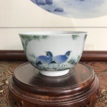 (10 11) Under the glaze colorful bamboo newspaper Ping An Master Pingming Cup