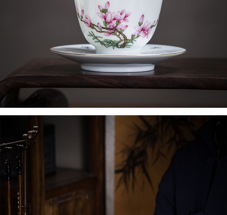 【 5.3 】 jingdezhen pure manual hand - made colored enamel yulan cup