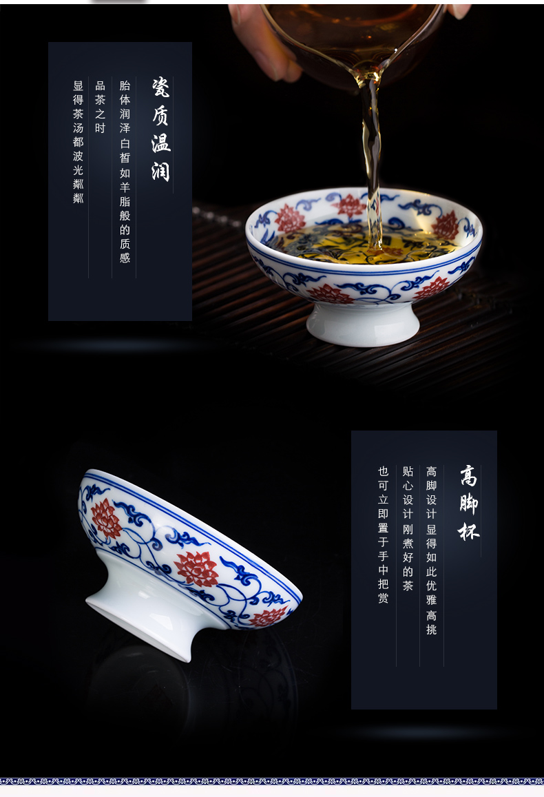 The Owl up jingdezhen hand - made porcelain teacup master cup tea cup double phoenix grain under the glaze color art ceramic tea set