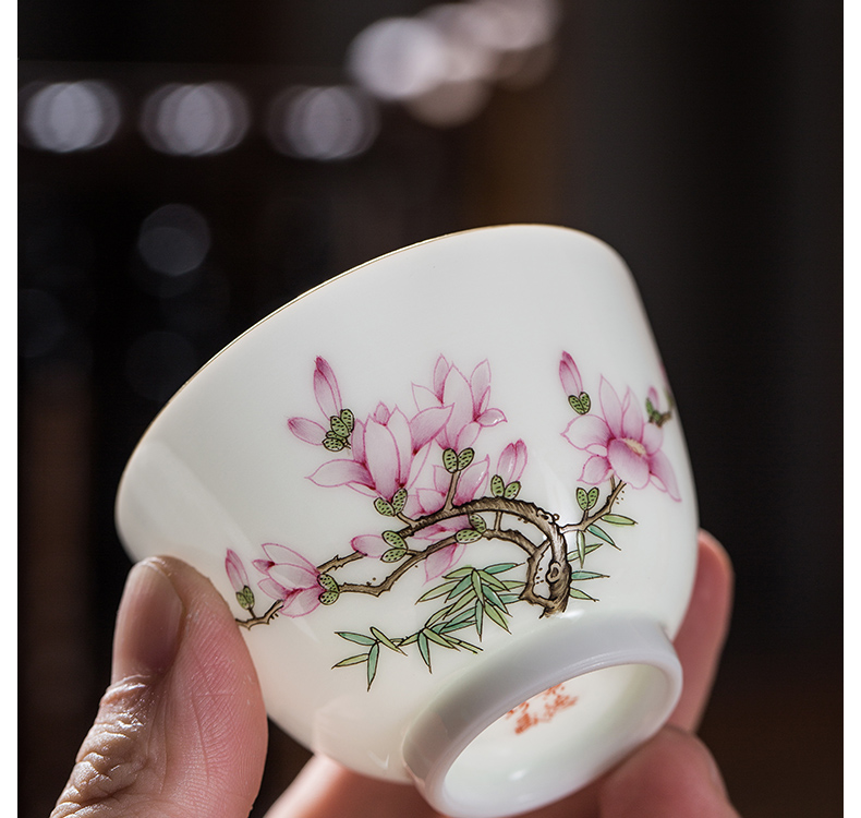 【 5.3 】 jingdezhen pure manual hand - made colored enamel yulan cup