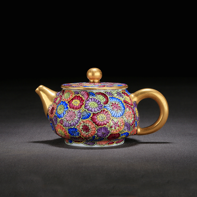 Jingdezhen hand - made colored enamel see xi shi pot on the glaze ceramic teapot little teapot kungfu single pot