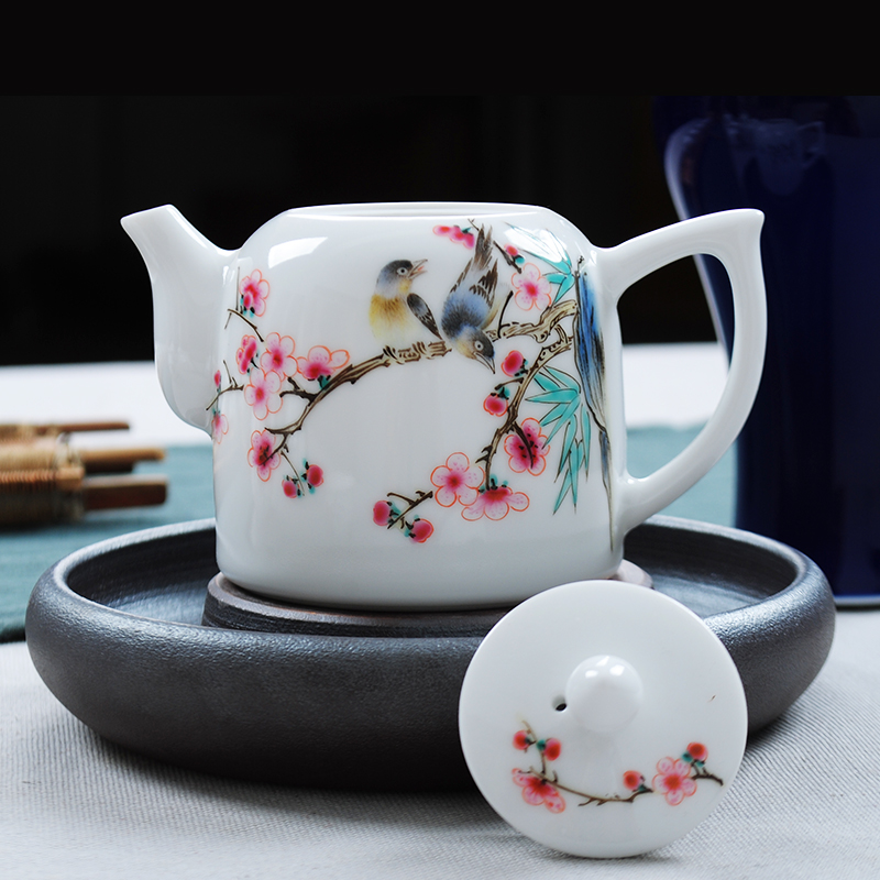 Jingdezhen hand - made powder enamel kung fu tea, black tea ceramic filter single pot of tea antique teapot by hand