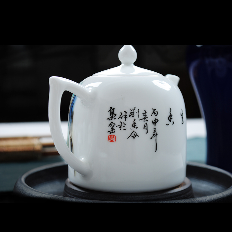 Jingdezhen hand - made powder enamel kung fu tea, black tea ceramic filter single pot of tea antique teapot by hand