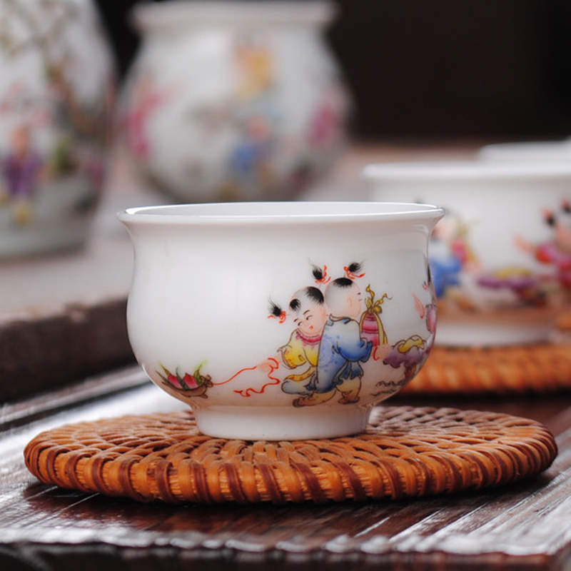 Hand - made jingdezhen ceramic famille rose tea single ocean 's kung fu tea cup pure manual sample tea cup master cup single CPU