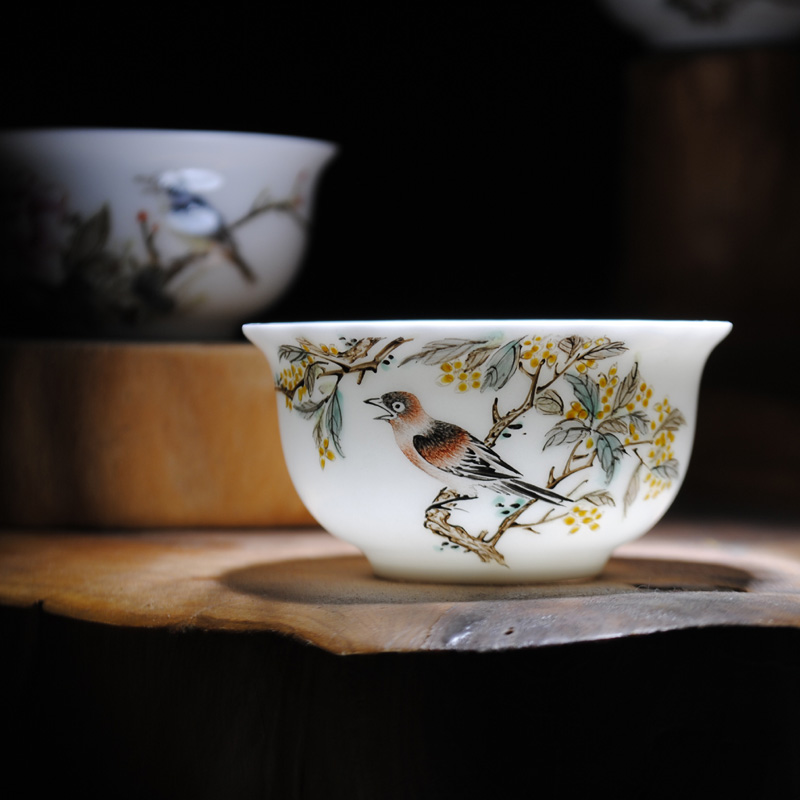 The Owl up jingdezhen famille rose tea set twelve flora suit hand - made ceramic cups individual small sample tea cup