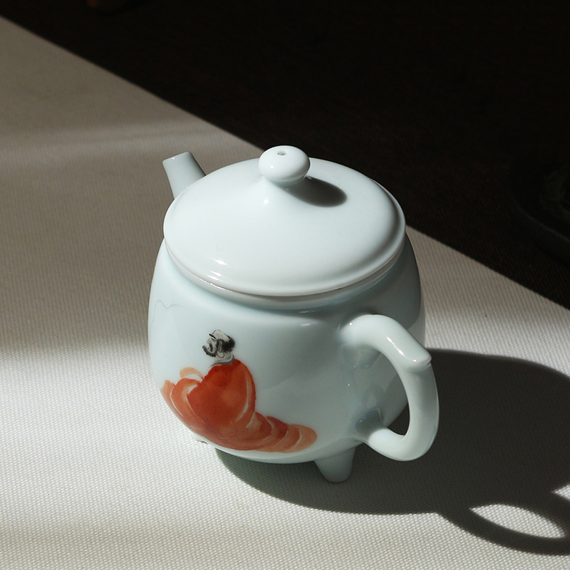 Jingdezhen ceramic teapot small single pot kung fu tea tea ware dharma famille rose porcelain teapot hand - drawn characters