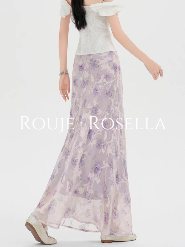 France Rouje Rosella ⭐ Highly Recommended: Purple Printed Skirt for Women, Summer Style, Slimming and Elegant Long Skirt. France Rouje Rosella ⭐ Highly Recommended: Purple Printed Skirt for Women, Summer Style, Slimming and Elegant Long Skirt.