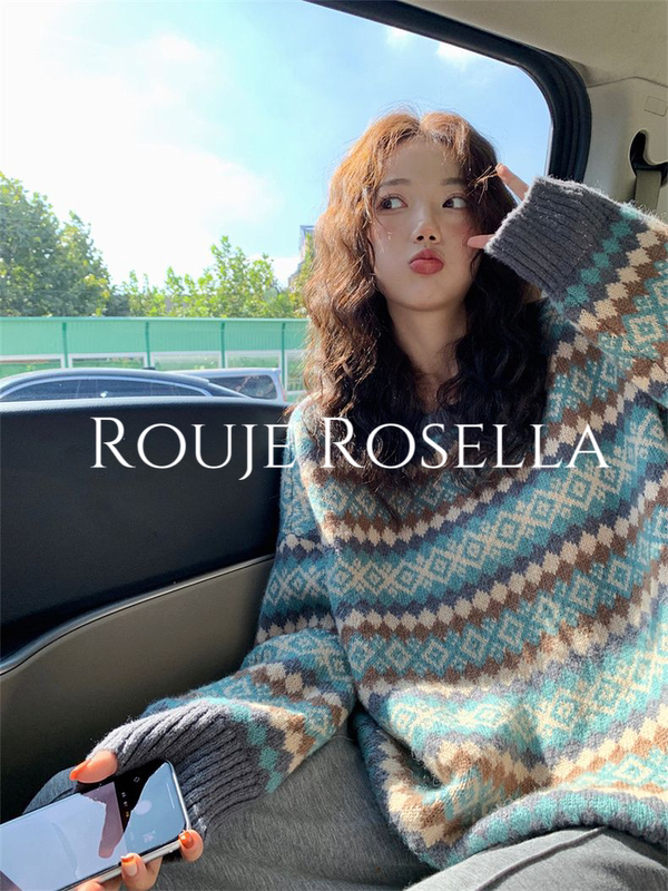 French Rouje Rosella Can Be Salty or Sweet ⭐ Retro Striped Jacquard Sweater for Women, Spring and Autumn Knitted Sweater