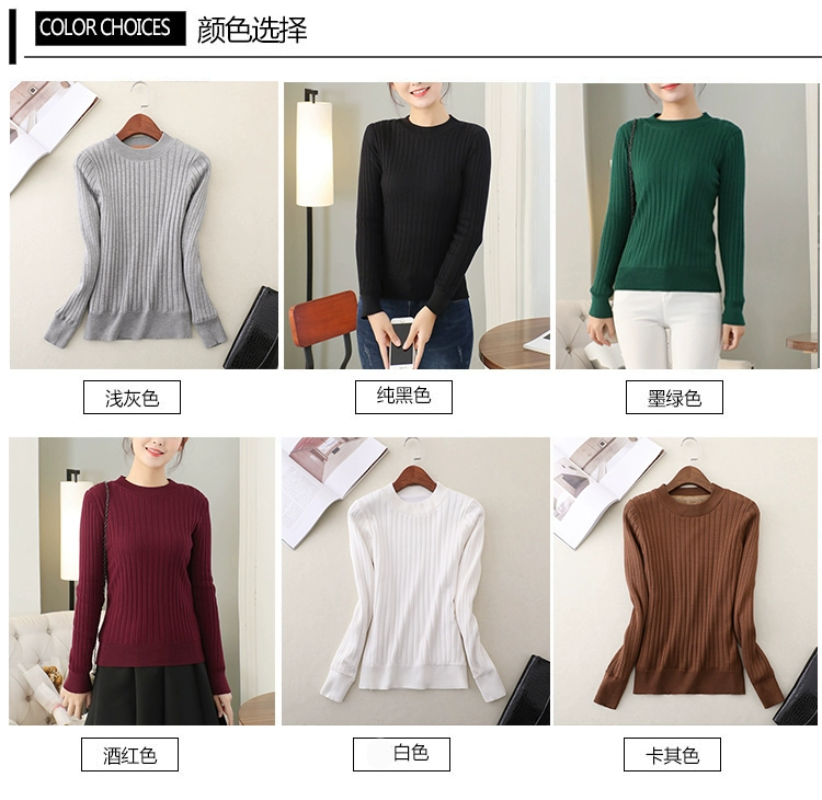 Cộng thêm áo len nhung dày chạm đáy áo len nữ mới thiết lập mùa đông dài tay nửa cổ cao thon gọn đoạn ngắn ấm áp áo len nữ