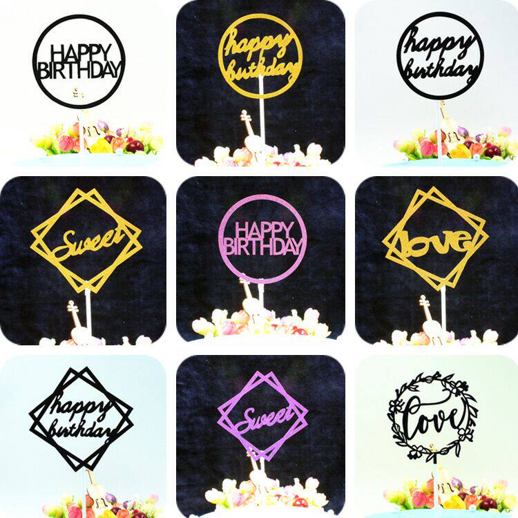 Baking birthday cake decoration plug-in flag plug-in card happy birthday love round square dessert table decoration