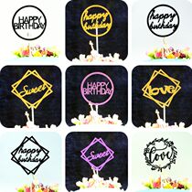 Baking birthday cake decoration plug-in flag plug-in card happy birthday love round square dessert table decoration